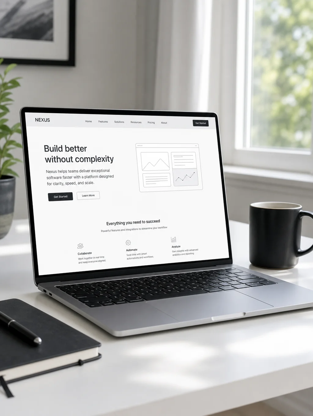 Modern web interface design on a laptop screen